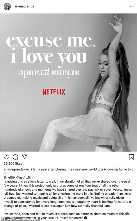 Ariana Grande em seu Instagram